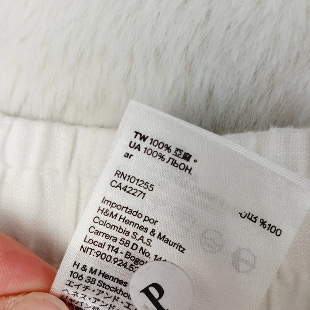 H&M White Linen High Rise Pajama Pants 5075